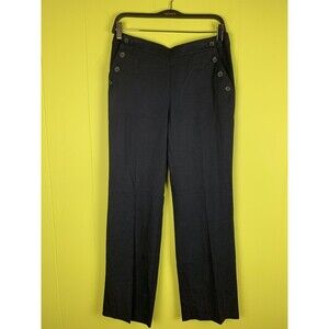 Banana Republic Dark Blue Career Pants Women’s 4P Straight Leg Side Buttons